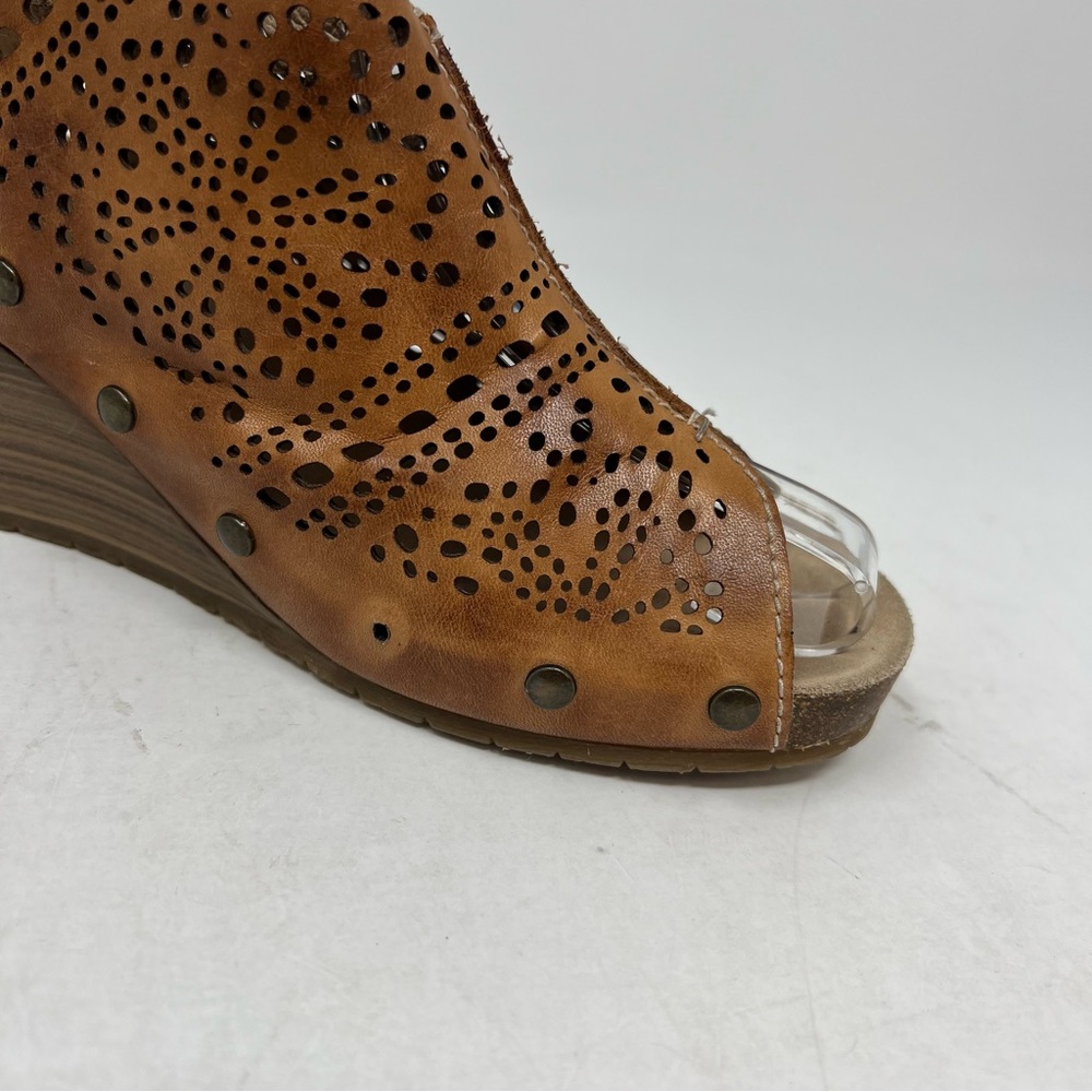PIKOLINOS Benissa Brandy Burnished Leather Wedge Sling Back Sandals Size 40 EU - Picture 3 of 9